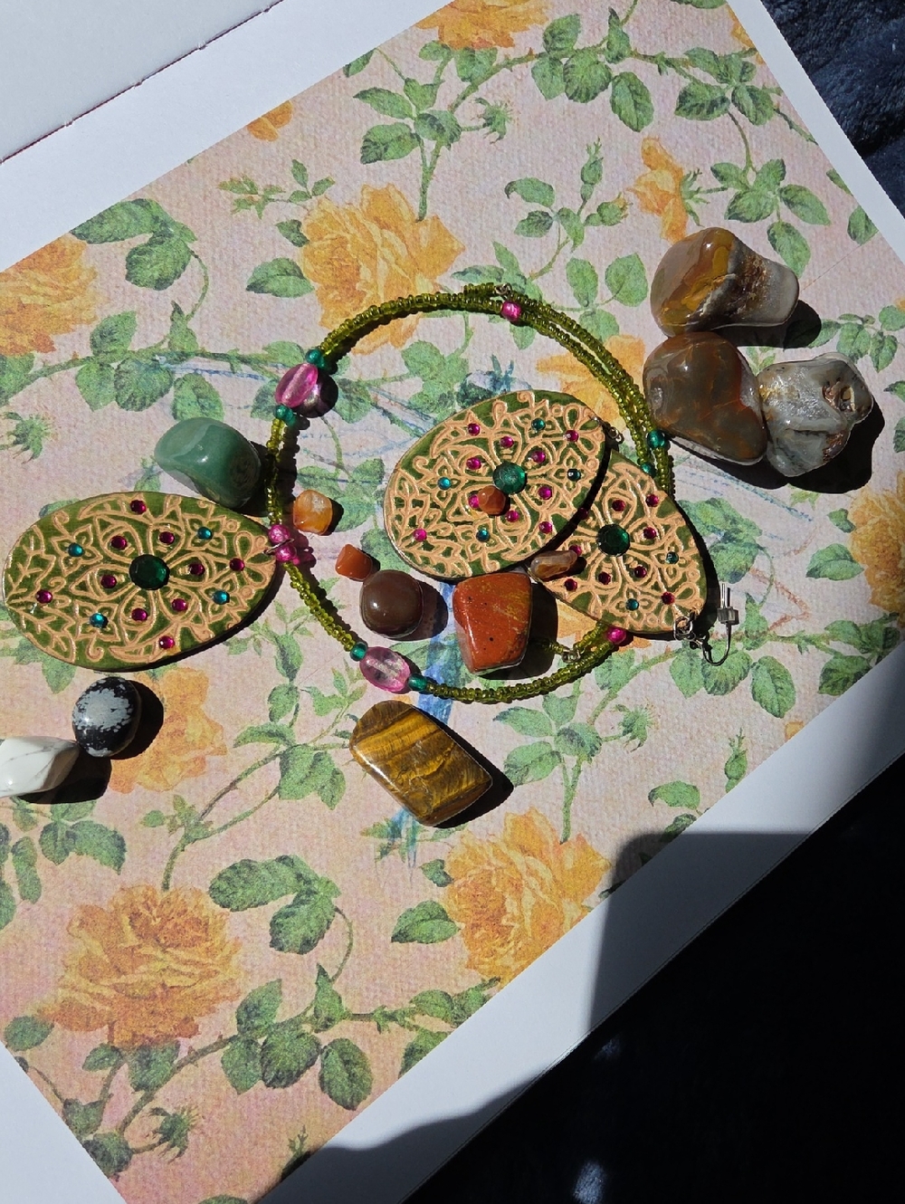 Handcrafted Mandella Design Necklace W/Earrings. NWT.